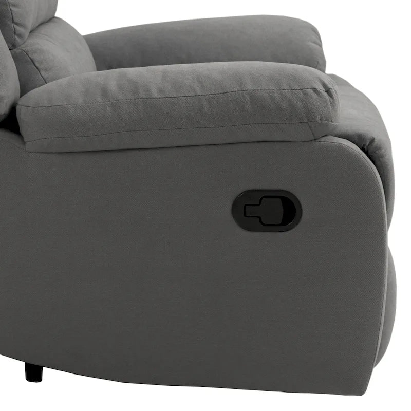 Ensemble de 2 fauteuils inclinables manuels traditionnels gris foncé/beige/gris à bascule