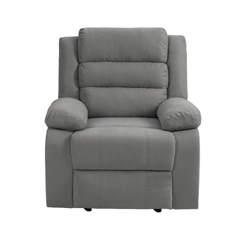 Ensemble de 2 fauteuils inclinables manuels traditionnels gris foncé/beige/gris à bascule
