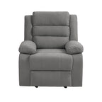 Ensemble de 2 fauteuils inclinables manuels traditionnels gris foncé/beige/gris à bascule