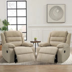 Ensemble de 2 fauteuils inclinables manuels traditionnels gris foncé/beige/gris à bascule