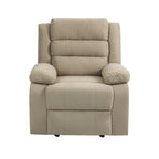 Ensemble de 2 fauteuils inclinables manuels traditionnels gris foncé/beige/gris à bascule