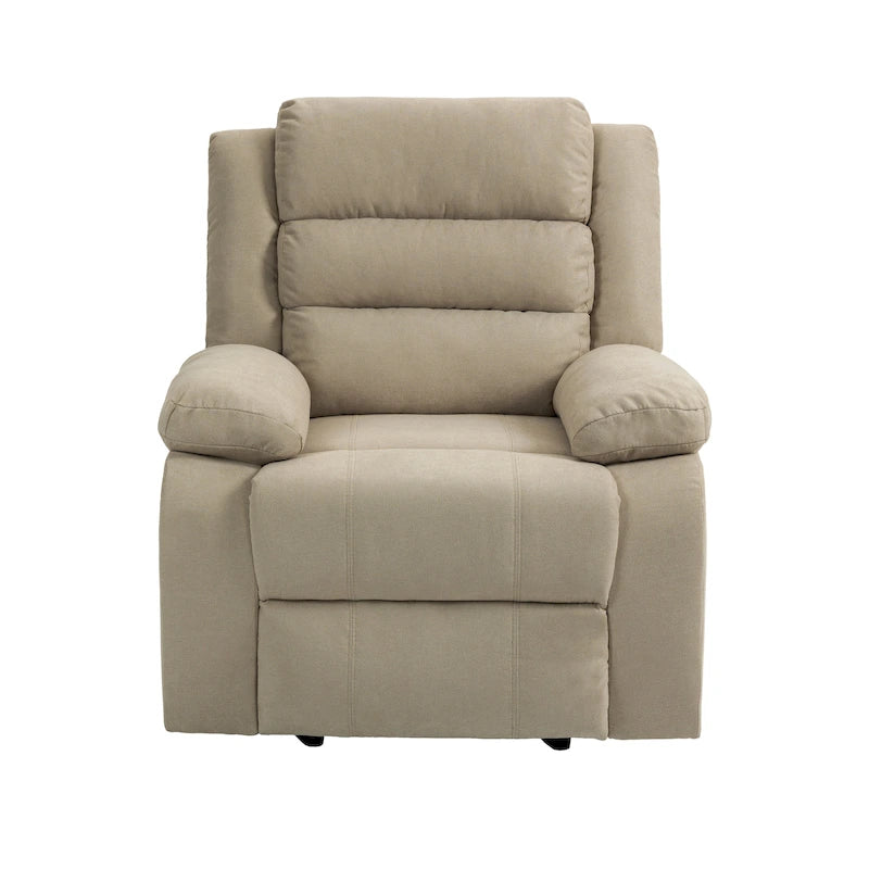 Ensemble de 2 fauteuils inclinables manuels traditionnels gris foncé/beige/gris à bascule