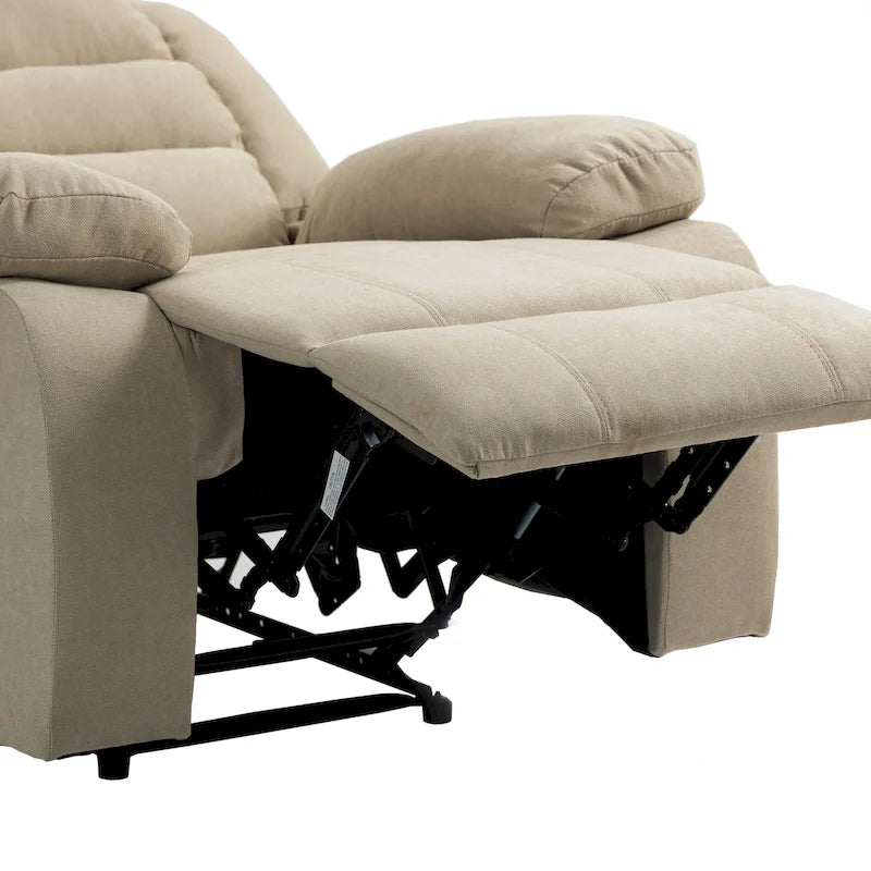 Ensemble de 2 fauteuils inclinables manuels traditionnels gris foncé/beige/gris à bascule