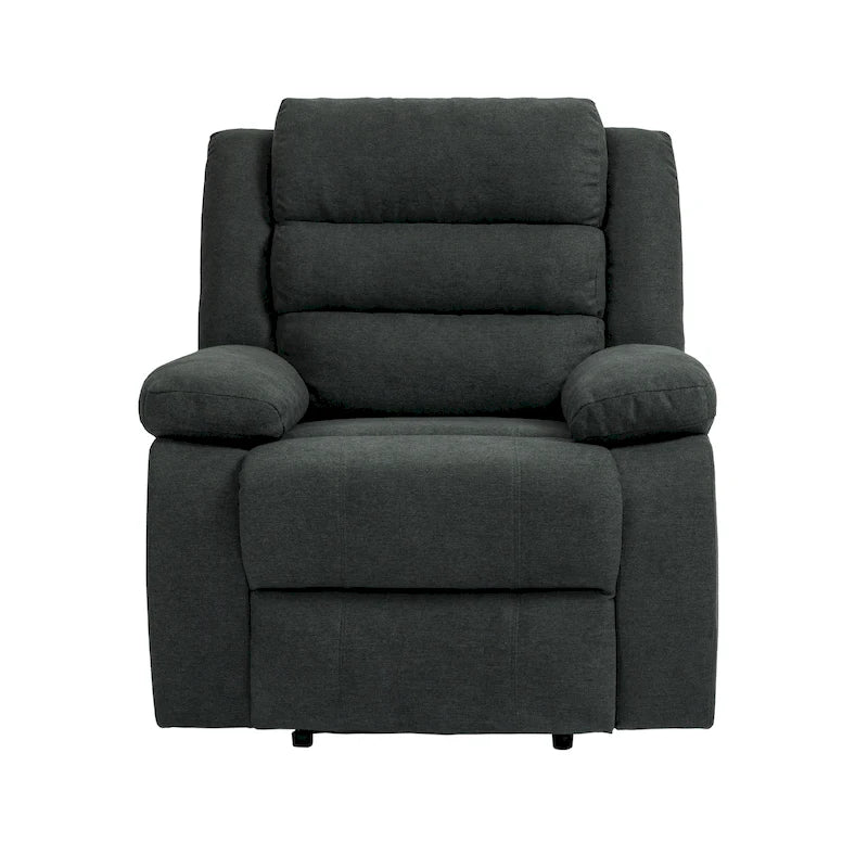 Ensemble de 2 fauteuils inclinables manuels traditionnels gris foncé/beige/gris à bascule