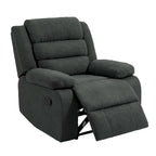 Ensemble de 2 fauteuils inclinables manuels traditionnels gris foncé/beige/gris à bascule