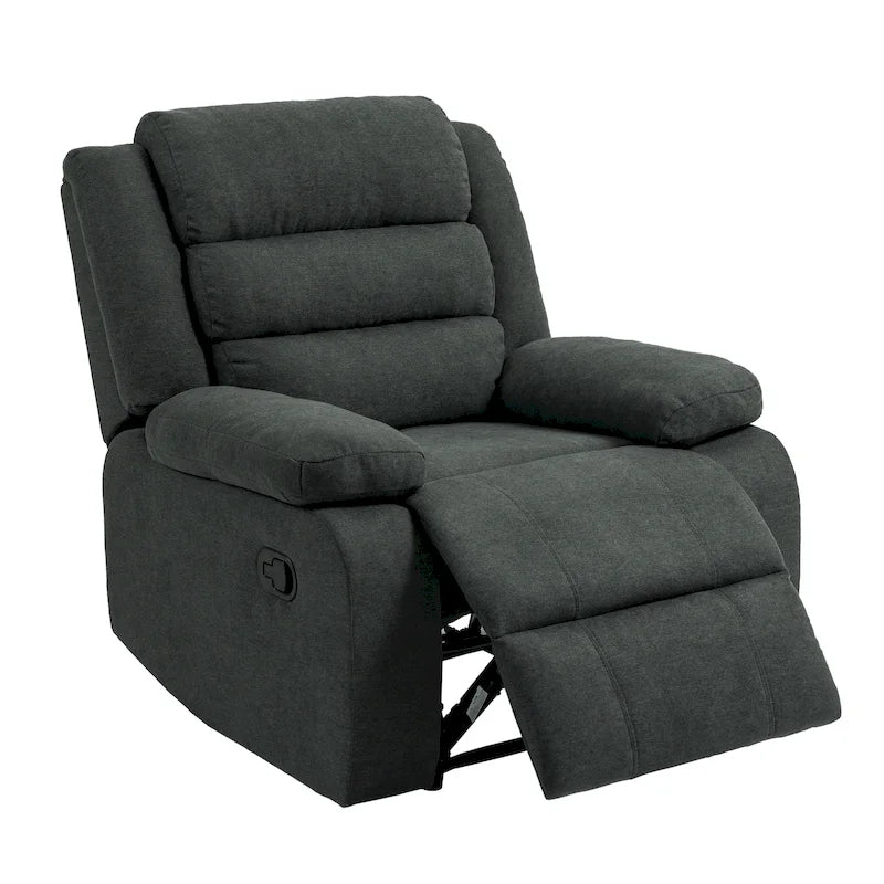 Ensemble de 2 fauteuils inclinables manuels traditionnels gris foncé/beige/gris à bascule