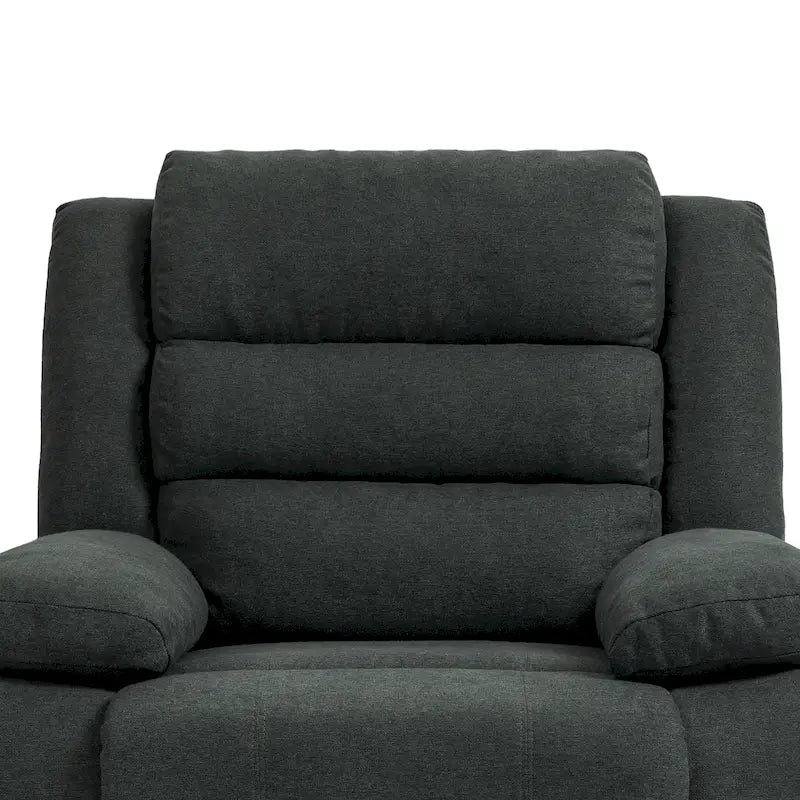 Ensemble de 2 fauteuils inclinables manuels traditionnels gris foncé/beige/gris à bascule