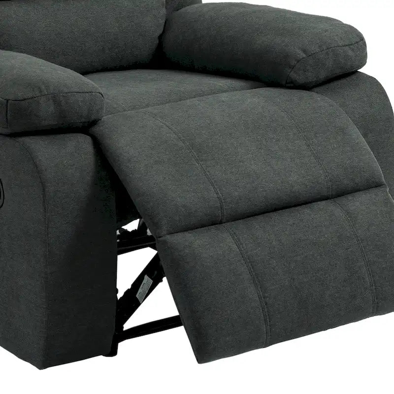 Ensemble de 2 fauteuils inclinables manuels traditionnels gris foncé/beige/gris à bascule