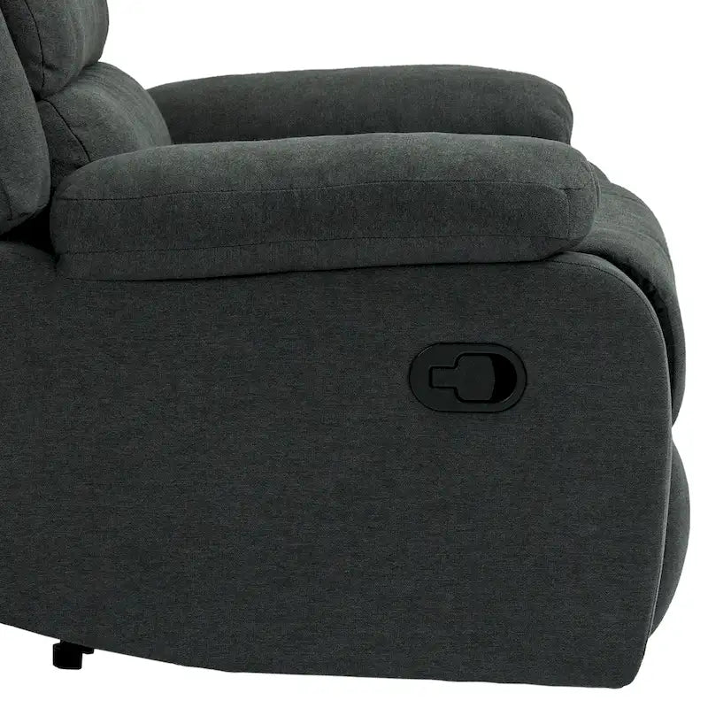 Ensemble de 2 fauteuils inclinables manuels traditionnels gris foncé/beige/gris à bascule