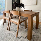 Table à manger rectangulaire en pin massif brossé, 5 couleurs, 183 cm, 6 personnes