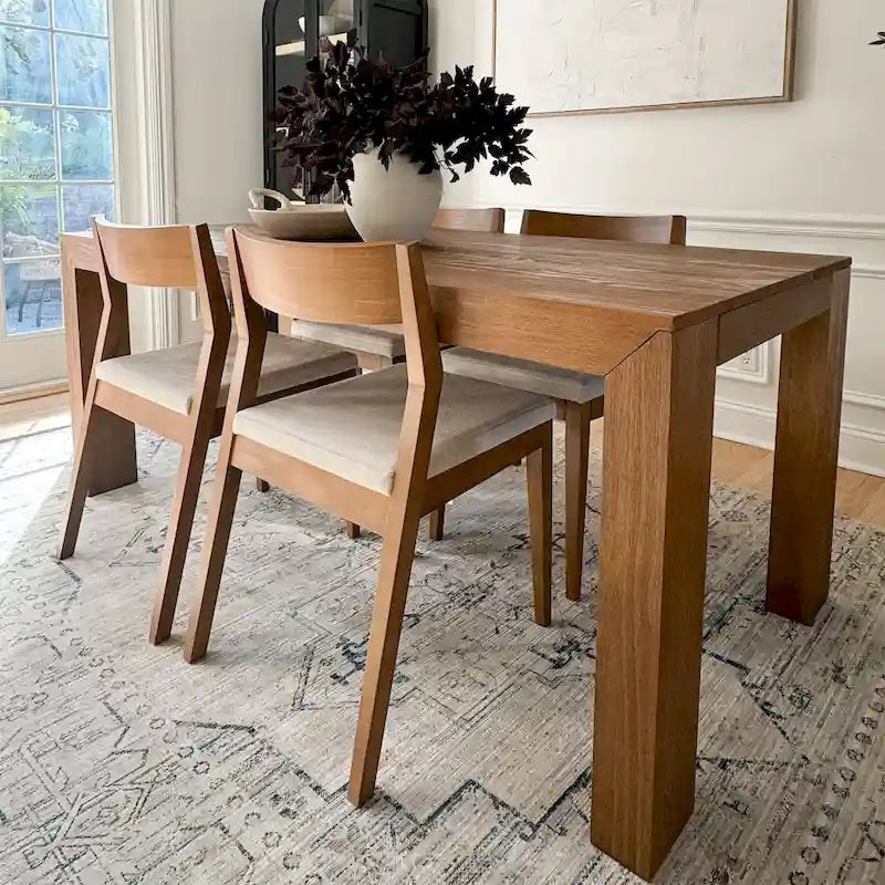 Table à manger rectangulaire en pin massif brossé, 5 couleurs, 183 cm, 6 personnes