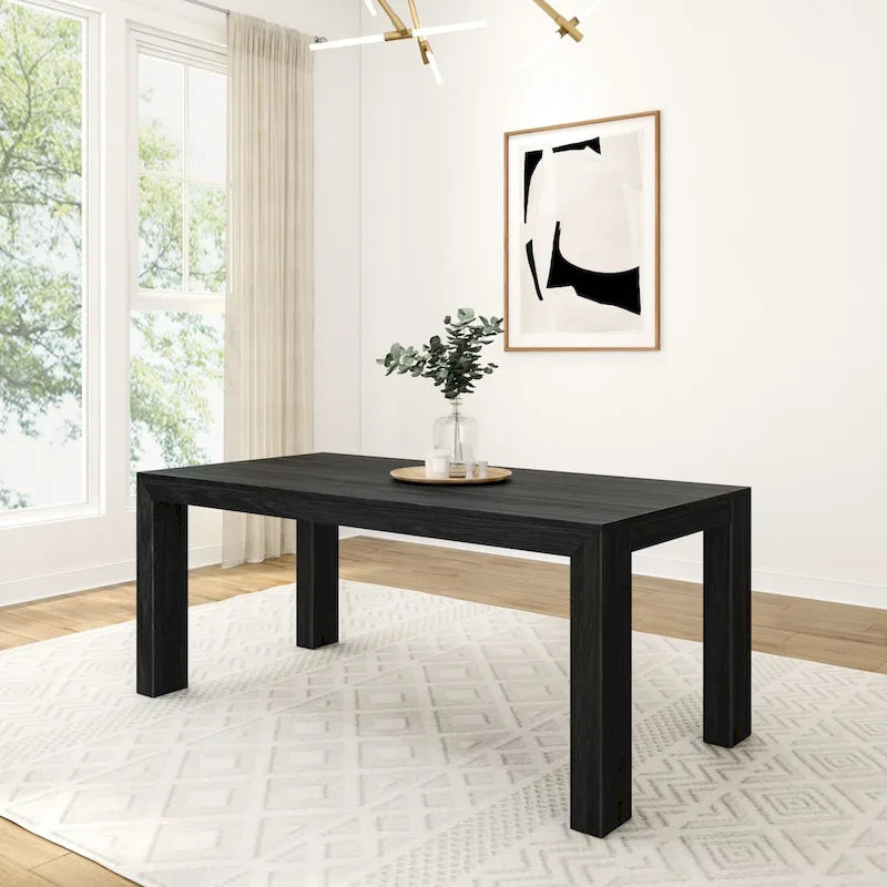 Table à manger rectangulaire en pin massif brossé, 5 couleurs, 183 cm, 6 personnes