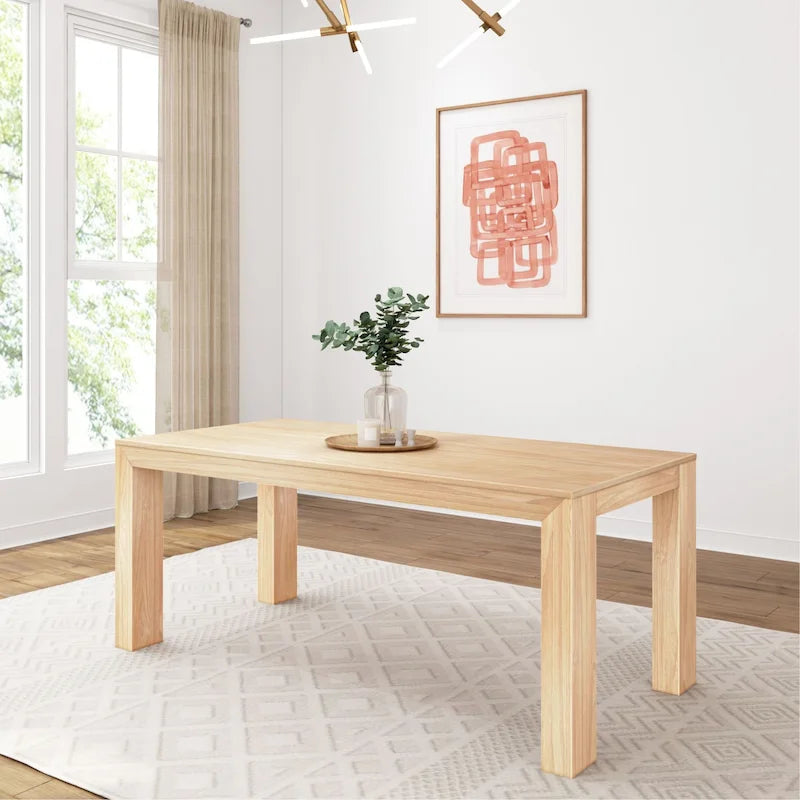 Table à manger rectangulaire en pin massif brossé, 5 couleurs, 183 cm, 6 personnes