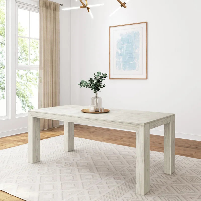 Table à manger rectangulaire en pin massif brossé, 5 couleurs, 183 cm, 6 personnes