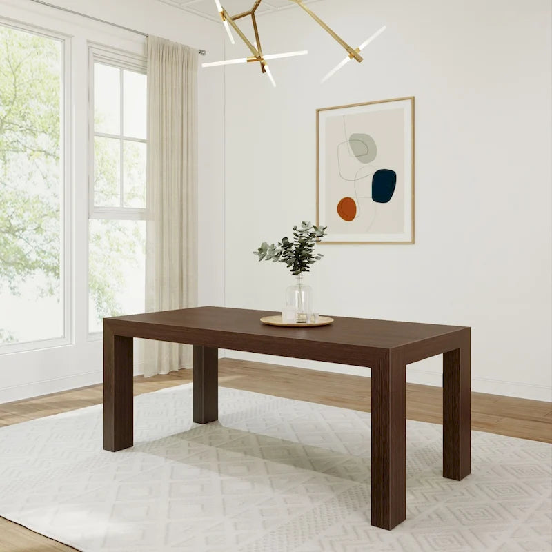 Table à manger rectangulaire en pin massif brossé, 5 couleurs, 183 cm, 6 personnes