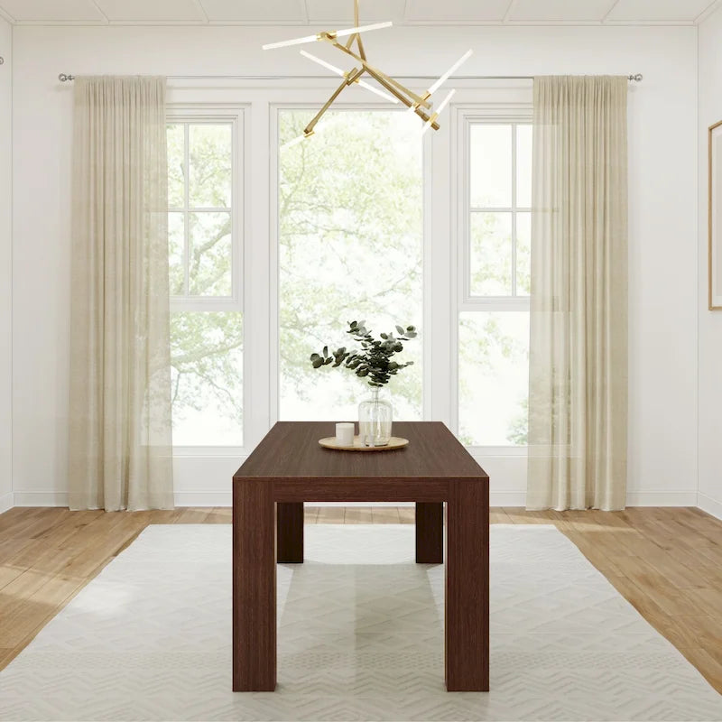 Table à manger rectangulaire en pin massif brossé, 5 couleurs, 183 cm, 6 personnes