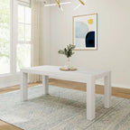 Table à manger rectangulaire en pin massif brossé, 5 couleurs, 183 cm, 6 personnes