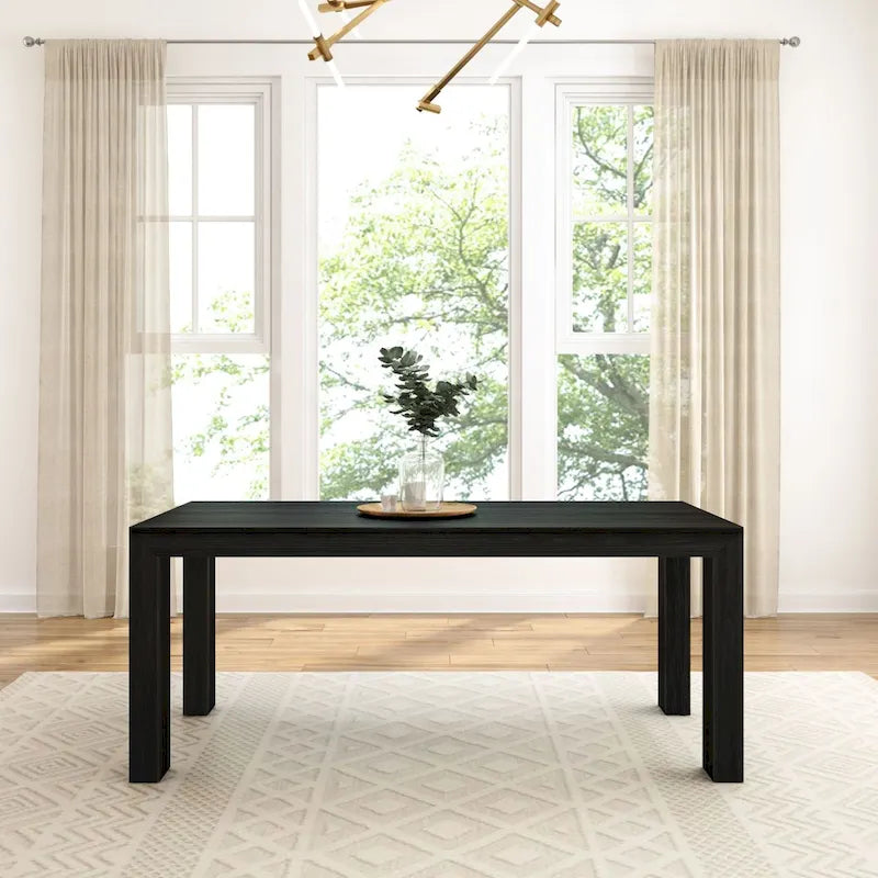 Table à manger rectangulaire en pin massif brossé, 5 couleurs, 183 cm, 6 personnes