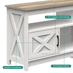 Meuble TV de ferme aspect bois avec portes en X, prise de courant et USB | Convient aux téléviseurs jusqu'à 65 pouces