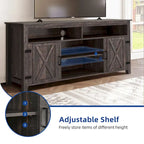 Meuble TV de ferme aspect bois avec portes en X, prise de courant et USB | Convient aux téléviseurs jusqu'à 65 pouces