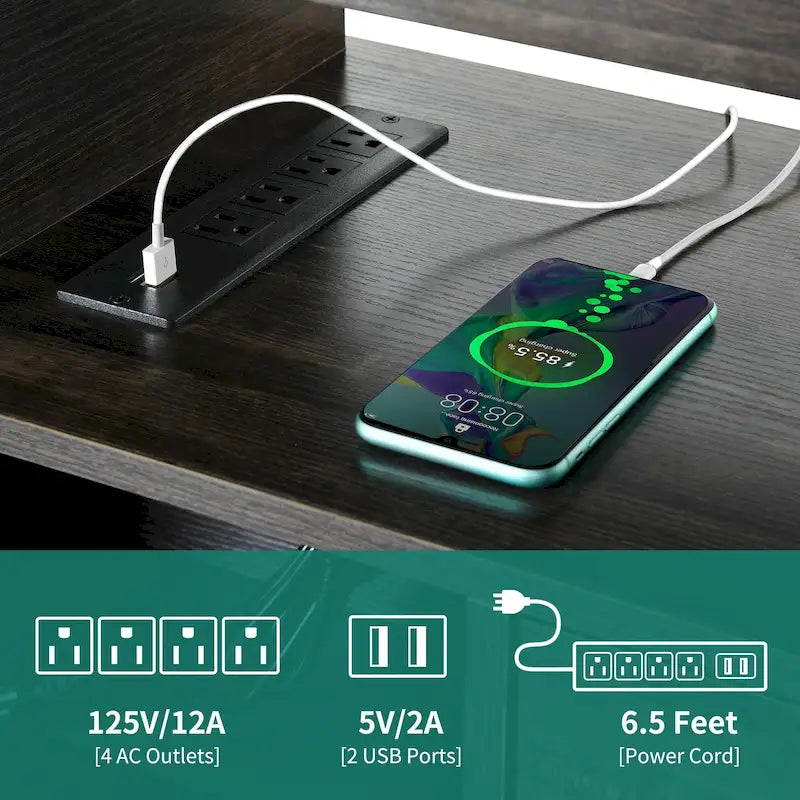 Meuble TV de ferme aspect bois avec portes en X, prise de courant et USB | Convient aux téléviseurs jusqu'à 65 pouces