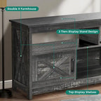 Meuble TV de ferme aspect bois avec portes en X, prise de courant et USB | Convient aux téléviseurs jusqu'à 65 pouces
