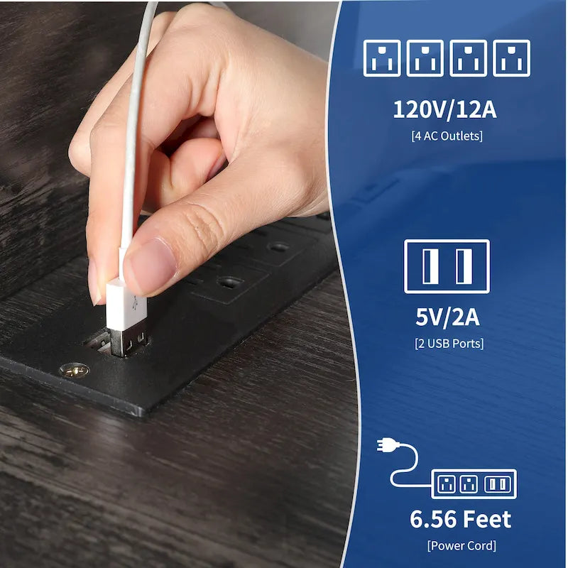 Meuble TV de ferme aspect bois avec portes en X, prise de courant et USB | Convient aux téléviseurs jusqu'à 65 pouces