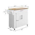 Îlot de cuisine roulant blanc/gris avec abattant et armoire de rangement, 1 personne