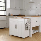 Îlot de cuisine roulant blanc/gris avec abattant et armoire de rangement, 1 personne