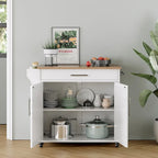 Îlot de cuisine roulant blanc/gris avec abattant et armoire de rangement, 1 personne