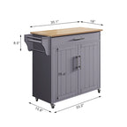 Îlot de cuisine roulant blanc/gris avec abattant et armoire de rangement, 1 personne