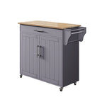 Îlot de cuisine roulant blanc/gris avec abattant et armoire de rangement, 1 personne