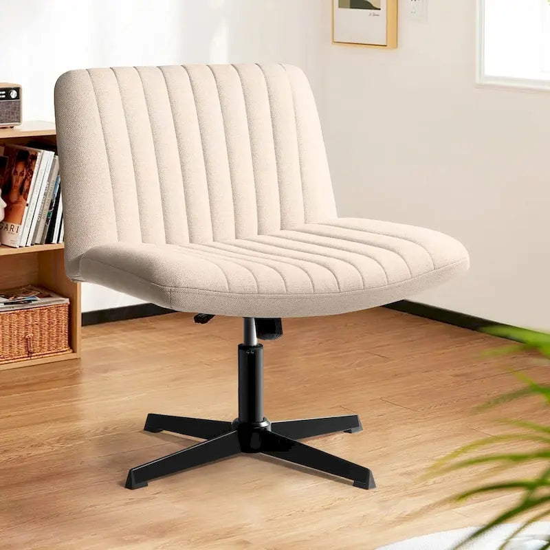 Chaise de bureau sans roulettes BOSSIN Criss Cross, rembourrée en tissu, pivotante moderne, sans accoudoirs