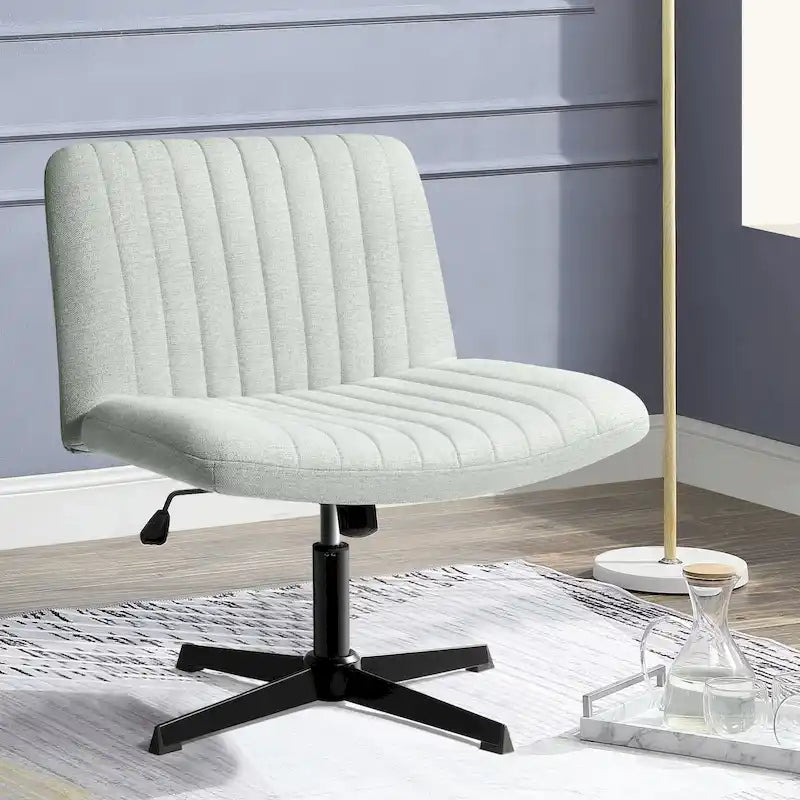 Chaise de bureau sans roulettes BOSSIN Criss Cross, rembourrée en tissu, pivotante moderne, sans accoudoirs
