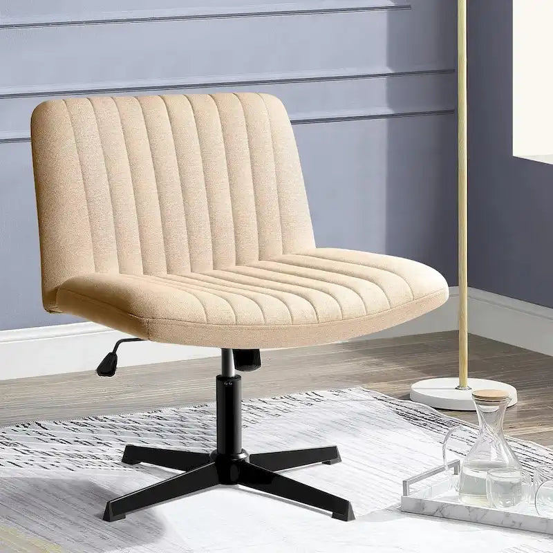 Chaise de bureau sans roulettes BOSSIN Criss Cross, rembourrée en tissu, pivotante moderne, sans accoudoirs