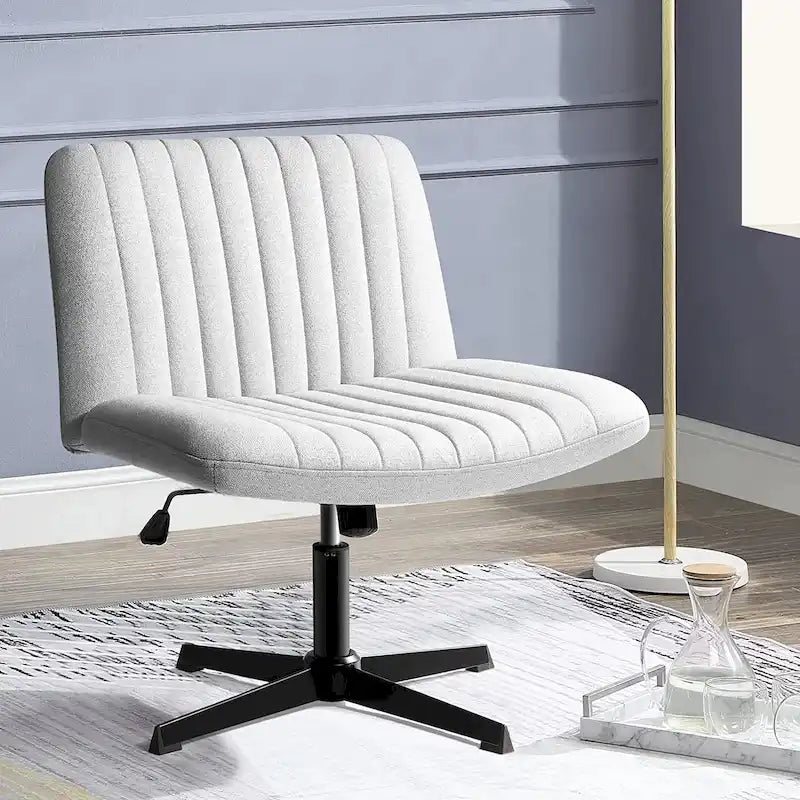Chaise de bureau sans roulettes BOSSIN Criss Cross, rembourrée en tissu, pivotante moderne, sans accoudoirs