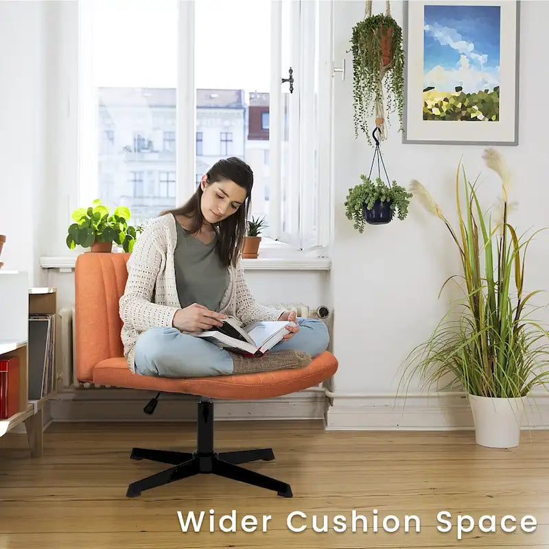 Chaise de bureau sans roulettes BOSSIN Criss Cross, rembourrée en tissu, pivotante moderne, sans accoudoirs
