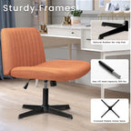 Chaise de bureau sans roulettes BOSSIN Criss Cross, rembourrée en tissu, pivotante moderne, sans accoudoirs