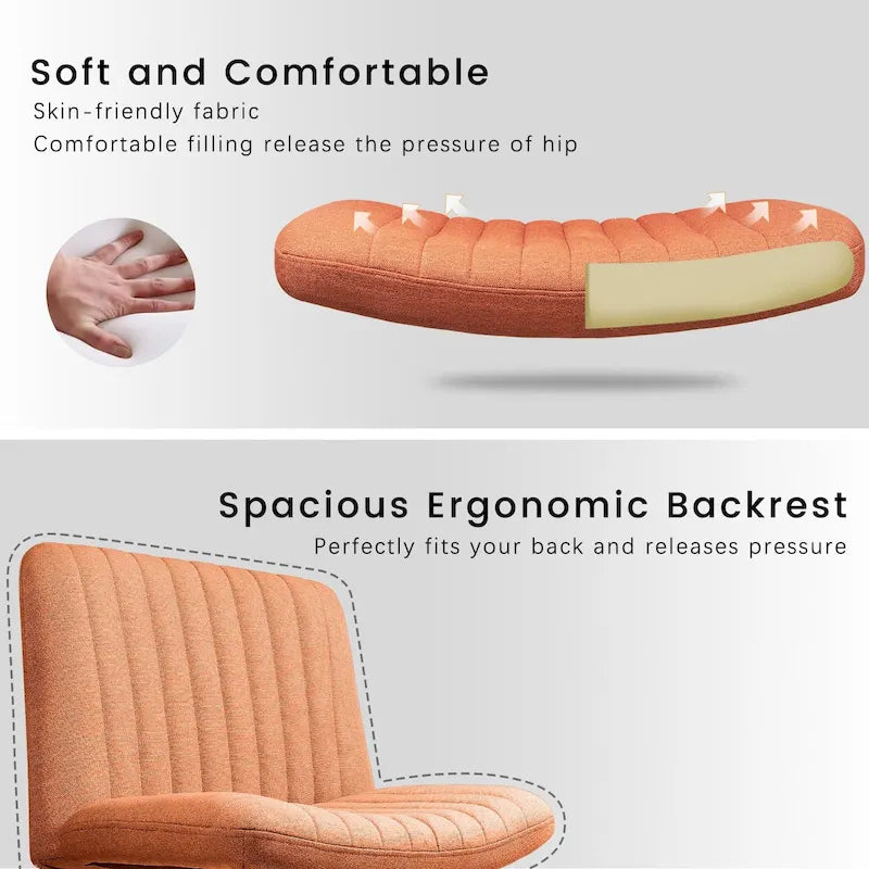 Chaise de bureau sans roulettes BOSSIN Criss Cross, rembourrée en tissu, pivotante moderne, sans accoudoirs