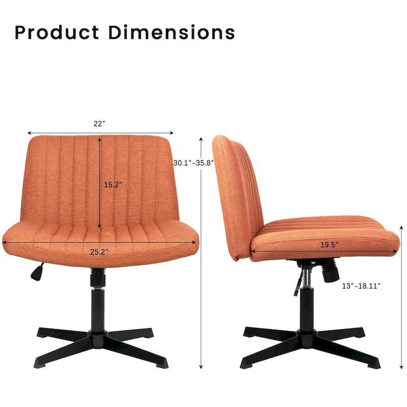 Chaise de bureau sans roulettes BOSSIN Criss Cross, rembourrée en tissu, pivotante moderne, sans accoudoirs
