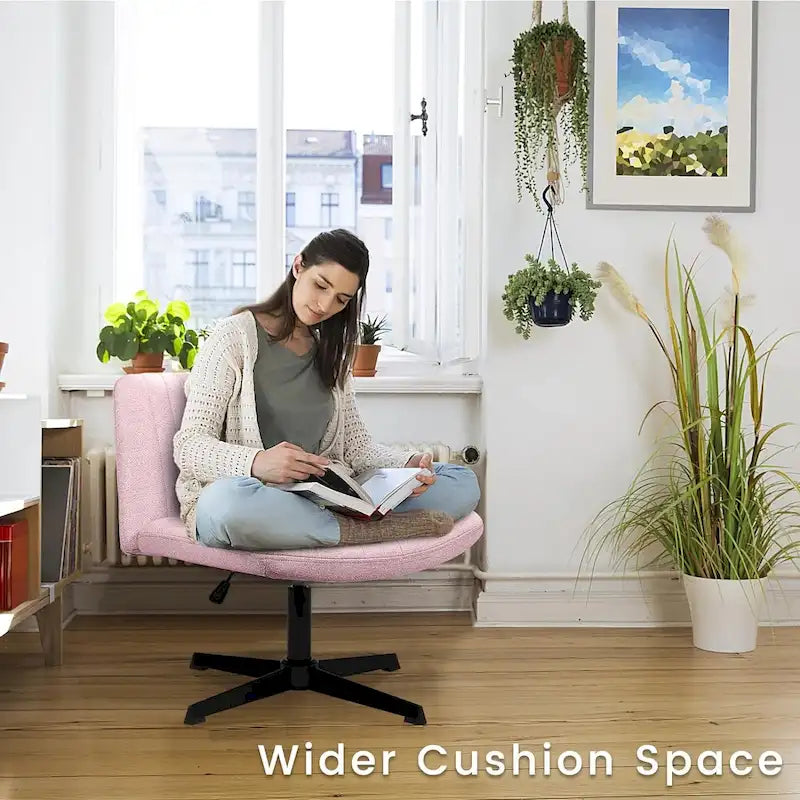 Chaise de bureau sans roulettes BOSSIN Criss Cross, rembourrée en tissu, pivotante moderne, sans accoudoirs