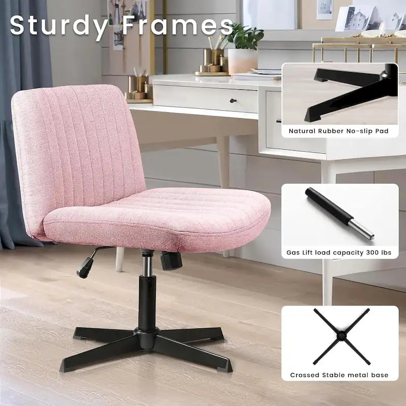 Chaise de bureau sans roulettes BOSSIN Criss Cross, rembourrée en tissu, pivotante moderne, sans accoudoirs