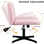 Chaise de bureau sans roulettes BOSSIN Criss Cross, rembourrée en tissu, pivotante moderne, sans accoudoirs