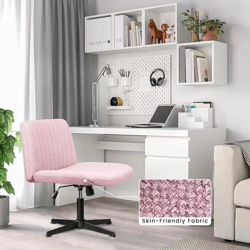 Chaise de bureau sans roulettes BOSSIN Criss Cross, rembourrée en tissu, pivotante moderne, sans accoudoirs