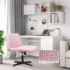 Chaise de bureau sans roulettes BOSSIN Criss Cross, rembourrée en tissu, pivotante moderne, sans accoudoirs
