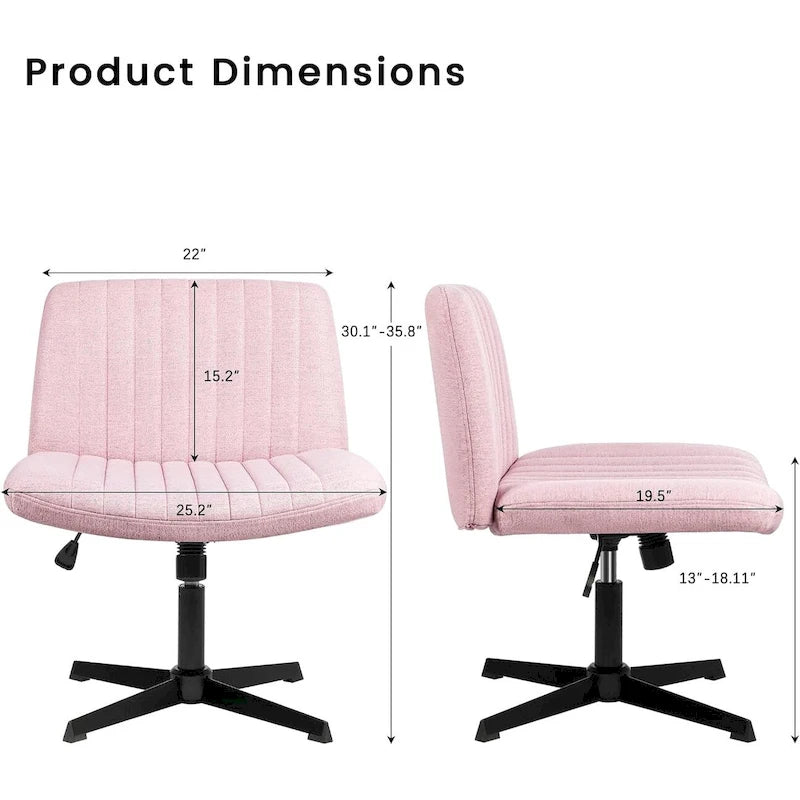 Chaise de bureau sans roulettes BOSSIN Criss Cross, rembourrée en tissu, pivotante moderne, sans accoudoirs