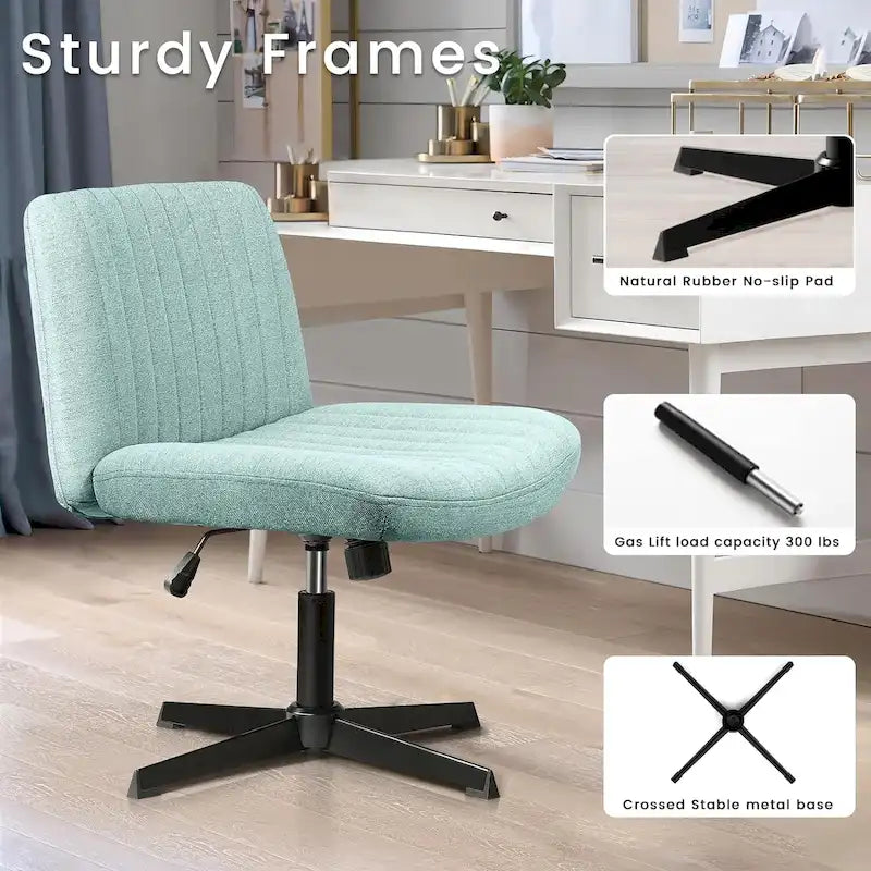 Chaise de bureau sans roulettes BOSSIN Criss Cross, rembourrée en tissu, pivotante moderne, sans accoudoirs