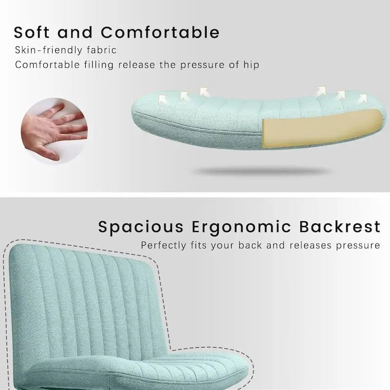 Chaise de bureau sans roulettes BOSSIN Criss Cross, rembourrée en tissu, pivotante moderne, sans accoudoirs