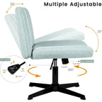 Chaise de bureau sans roulettes BOSSIN Criss Cross, rembourrée en tissu, pivotante moderne, sans accoudoirs