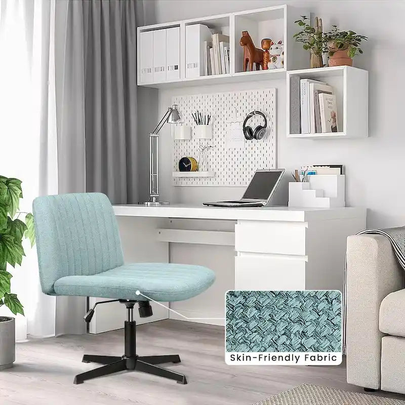 Chaise de bureau sans roulettes BOSSIN Criss Cross, rembourrée en tissu, pivotante moderne, sans accoudoirs
